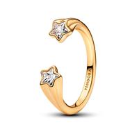 PANDORA Anillo para mujer con estrellas fugaces, color dorado 163582C01, 52/16,6, Plata de ley, Zirconia cúbica