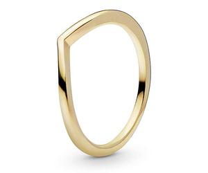Pandora Anillo brillante con diseño de hueso de la suerte chapado en oro de 14 quilates, talla 48