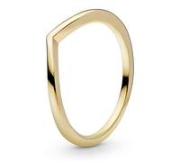 Pandora Anillo brillante con diseño de hueso de la suerte chapado en oro de 14 quilates, talla 60