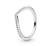 Pandora Anillo con cuentas y diseño de hueso de la suerte de plata de ley, talla 48