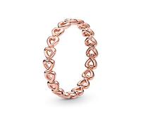 Pandora Anillo con diseño de banda de corazones chapado en oro rosa de 14 quilates, talla 52