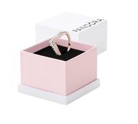 Pandora Anillo con diseño de hueso de la suerte chapado en oro rosa de 14 quilates con circonitas cúbicas transparentes, talla 48