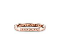 PANDORA Anillo con logo de plata de ley en oro rosa, talla 50, Metal precioso, No aplicable