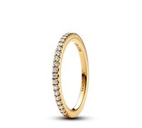 Pandora Timeless Anillo chapado en oro de 14 quilates con circonitas cúbicas transparentes, talla 58