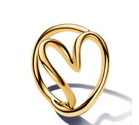 Pandora Timeless Anillo chapado en oro de 14 quilates con perla blanca cultivada de agua dulce tratada, talla 60