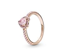 Pandora Anillo con un recubrimiento en oro rosa de 14k Corazón Brillante Elevado 188421C04 52