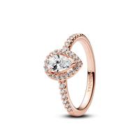 Pandora Anillo con un recubrimiento en oro rosa Halo Brillante Corte Pera 182835C01 52
