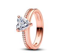 Pandora Anillo Corazón Doble Banda 183100C01 52