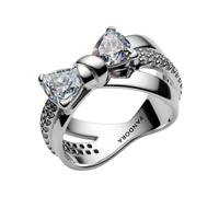 Pandora Anillo de mujer con lazo brillante cruzado de plata 193553C01