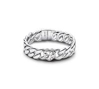 PANDORA Anillo de cadena para mujer con corazón plata 194386C01, 56/17,8, Plata de ley, Circonia cúbica