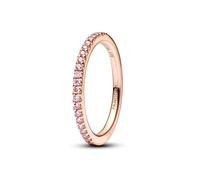 PANDORA Anillo de mujer con banda rosa brillante de oro rosa 182999C01, 58/18,5, Plata de ley, Zirconia cúbica