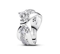 PANDORA Anillo de mujer con lazo brillante cruzado plata 193553C01, 52/16,6, Plata de ley, Zirconia cúbica