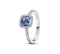 Pandora Anillo Halo Azul Cuadrado Brillante en Plata de Ley | 58