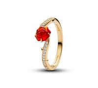 PANDORA Anillo de mujer dorado Disney La Bella y la Bestia 163984C01, 58/18,5, Plata de ley, Zirconia cúbica