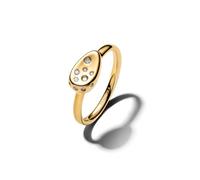 PANDORA Anillo de mujer ovalado mediano con circonitas doradas 164672C01, 58/18,5, Plata de ley, Circonita cúbica