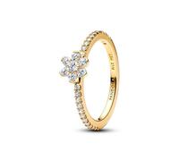 PANDORA Anillo de plata de ley 925 con circonita cúbica en forma de flor deslumbrante, anillo para mujer con flor en relieve y pavé, apilable, talla: 56, 164499C01-56