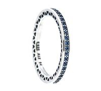 PANDORA Anillo de plata de ley apilable con corazones radiantes de PANDORA para mujer, plata de ley con esmalte azul aire y piedras sintéticas azules, talla 8.5, 18.5, Plata de ley 925