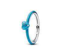 Pandora Anillo de plata de ley con forma de corazón turquesa de la colección ME, talla 48, 193828C01-48, Plata de ley, Turquesa