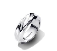 PANDORA Anillo ancho de banda para mujer ondulado plata 193886C00, 58/18,5, Plata de ley, Sin piedras preciosas