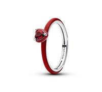 PANDORA Anillo de plata para mujer con chakra rojo corazón 193088C05, 54/17,2, Plata esterlina, Cristal
