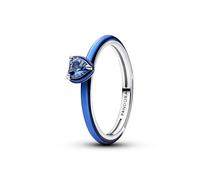 PANDORA Anillo de plata para mujer con corazón chakra azul 193088C03, 52/16,6, Plata esterlina, Cristal