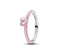 PANDORA Anillo de plata para mujer con forma de corazón chakra rosa 193088C02, 58/18,5, Plata de ley, Cristal.