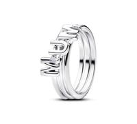 PANDORA Anillo de plata para mujer con letras Mum 194458C01, 54, Plata de ley, Circonia cúbica