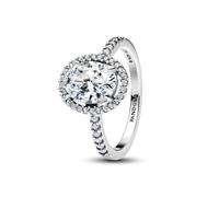 PANDORA Anillo de plata para mujer, ovalado, chispeante halo 193777C01, 56/17,8, Plata de ley, Zirconia cúbica