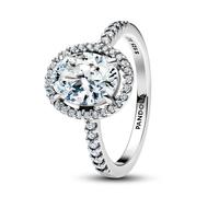 PANDORA Anillo de plata para mujer, ovalado, chispeante halo 193777C01, 56/17,8, Plata de ley, Zirconia cúbica