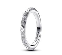 PANDORA ME Anillo con textura de plata de ley con circonita cúbica transparente, talla 52