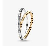 PANDORA Anillo de mujer bicolor con bolas y pavé 164827C01