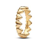 PANDORA Anillo para mujer serie de corazones dorados 163427C00, Plata de ley, Sin piedras preciosas
