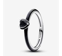 PANDORA ME Anillo con corazón en plata de ley con cristal negro y esmalte negro, talla 52