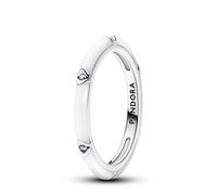 PANDORA ME Anillo de plata de ley con circonitas cúbicas transparentes y esmalte blanco, talla 54