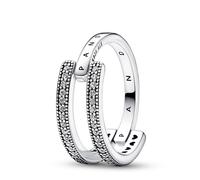 Pandora Anillo Pandora Signature en plata de ley Doble Banda Logo & Pavé 192779C01 50