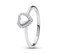 PANDORA Anillo para mujer con corazón de plata 193801C01, 54/17,2, Plata de ley, Zirconia cúbica