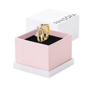 PANDORA Anillo para mujer con lazo brillante, color dorado 163511C01, 58/18,5, Plata de ley, Zirconia cúbica