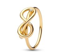 PANDORA Anillo para mujer con nudo infinito dorado 163759C01, 56/17,8, Plata de ley, Zirconia cúbica