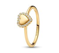 PANDORA Anillo para mujer, diseño de corazón, color dorado 163801C01, 58/18,5, Plata de ley, Zirconia cúbica