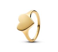 PANDORA Anillo para mujer, diseño de corazón dorado 163988C00, 54/17,2, Plata de ley, Sin piedras preciosas