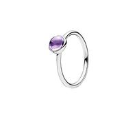 PANDORA Anillo para mujer, diseño de gotitas pintorescas de plata 925 y circonitas moradas 190983ACZ, Zirconia cúbica