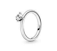 Pandora Anillo solitario con corazón transparente, talla 58