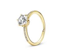 Pandora Passions Sparkling Crown 14k gold-plated ring with clear cubic zirconia, 54