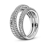PANDORA Anillo Triple Diseño Cadena de Serpiente en Pavé 199083 C01 50 MUJER