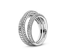 PANDORA Anillo Triple Diseño Cadena de Serpiente en Pavé 199083 C01 52 MUJER