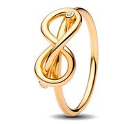 PANDORA Anillo para mujer con nudo infinito dorado 163759C01, 56/17,8, Plata de ley, Zirconia cúbica