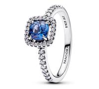 Pandora Anillos Anillo Declaración Halo Cuadrado Azul Brillante 193555C01