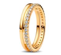 PANDORA 163799C01 Bague Double Bande pour Femme Doré, 52/16,6, Argent Sterling, Zircone cubique