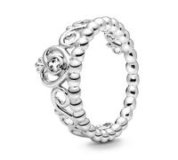 Pandora Purely Anillo de plata con forma de tiara de princesa y corona con circonitas cúbicas, talla 54