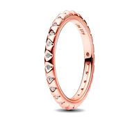PANDORA ME Anillo con tachonado de pirámides chapado en oro rosa de 14 quilates con circonitas cúbicas transparentes, talla 50